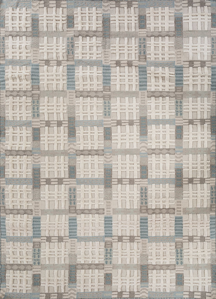 checkers grey and black wool flat weaves Rug - HeadShot