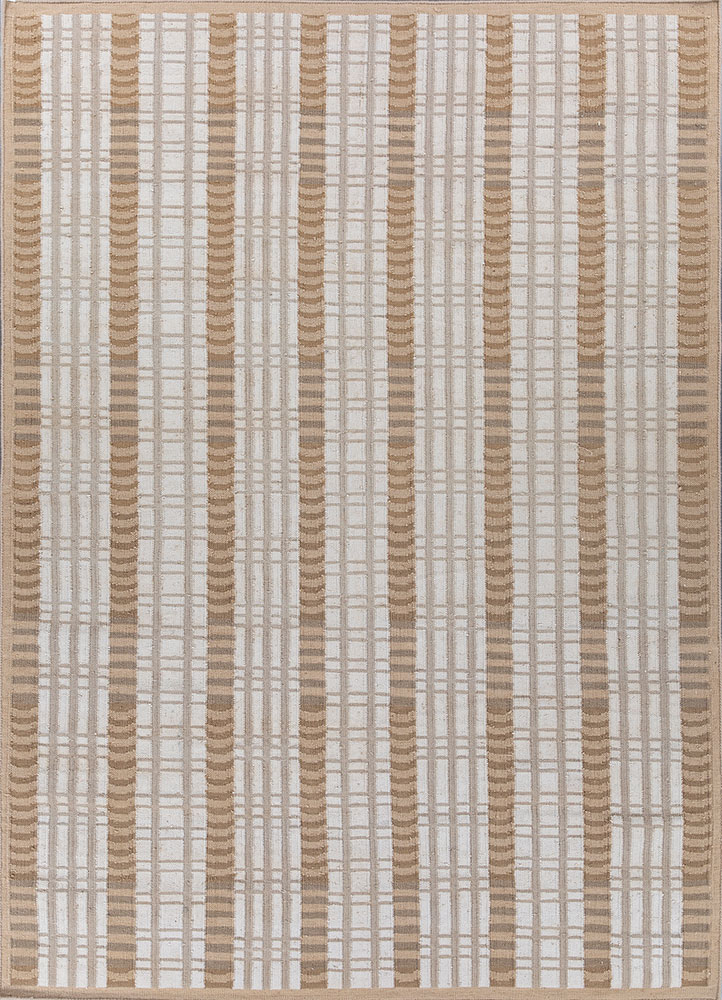 checkers ivory wool flat weaves Rug - HeadShot