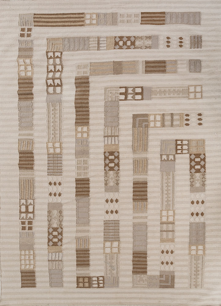 checkers ivory wool flat weaves Rug - HeadShot