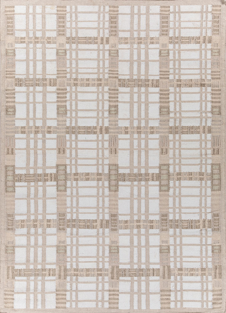 checkers ivory wool flat weaves Rug - HeadShot