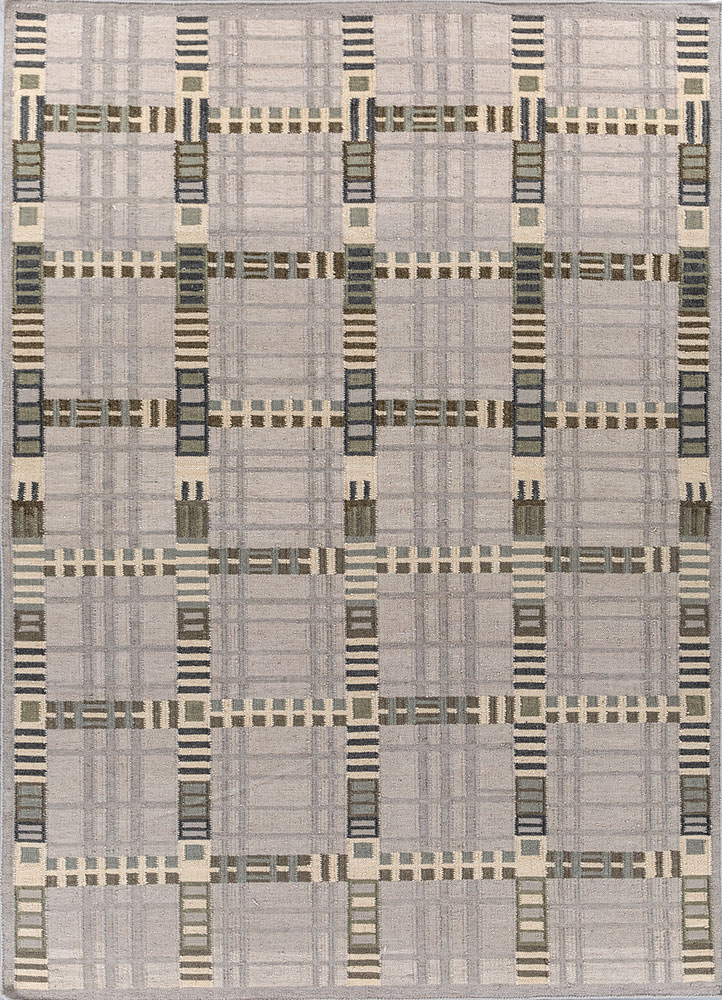 checkers grey and black wool flat weaves Rug - HeadShot