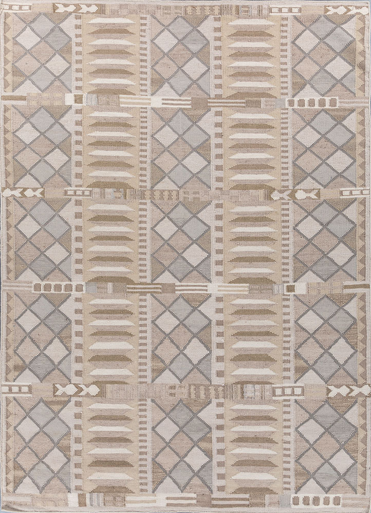 checkers ivory wool flat weaves Rug - HeadShot
