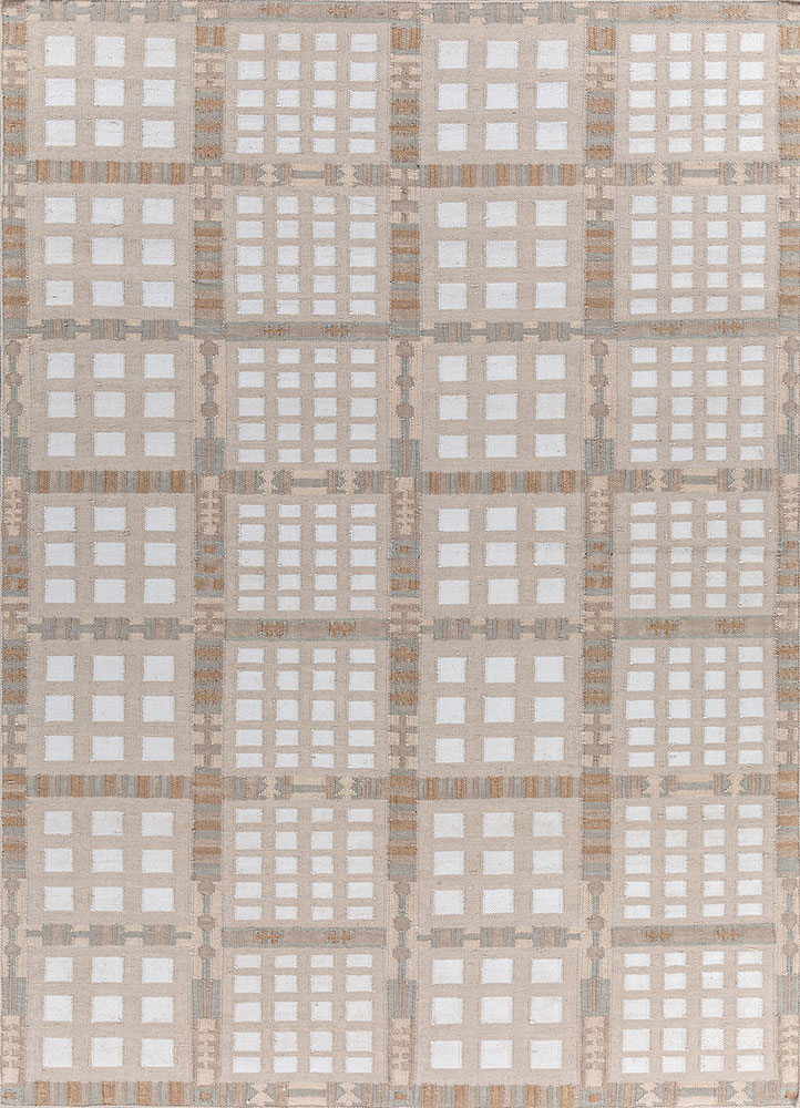 checkers ivory wool flat weaves Rug - HeadShot