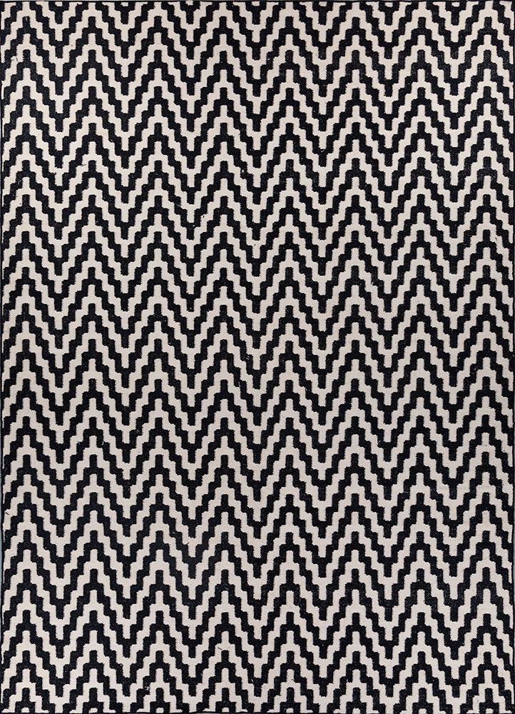 alhambra grey and black wool flat weaves Rug - HeadShot