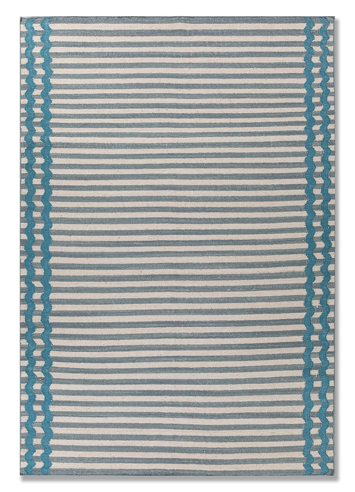 alhambra blue wool flat weaves Rug - HeadShot