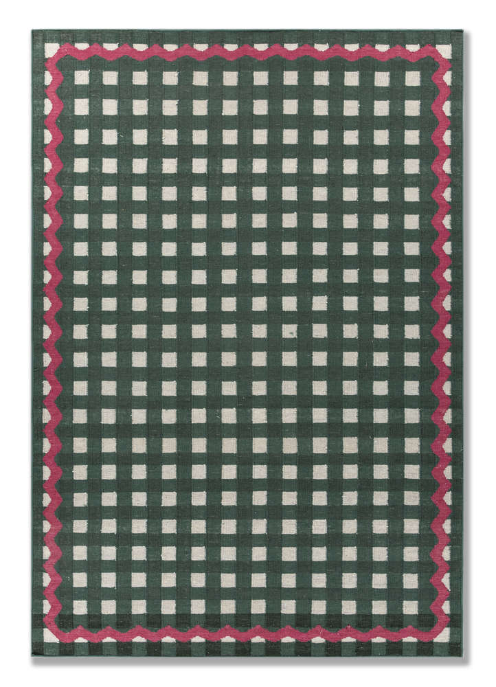 alhambra green wool flat weaves Rug - HeadShot