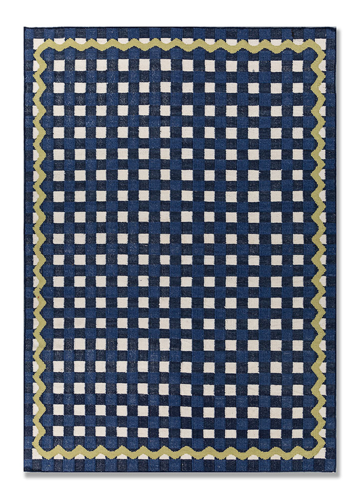 alhambra blue wool flat weaves Rug - HeadShot