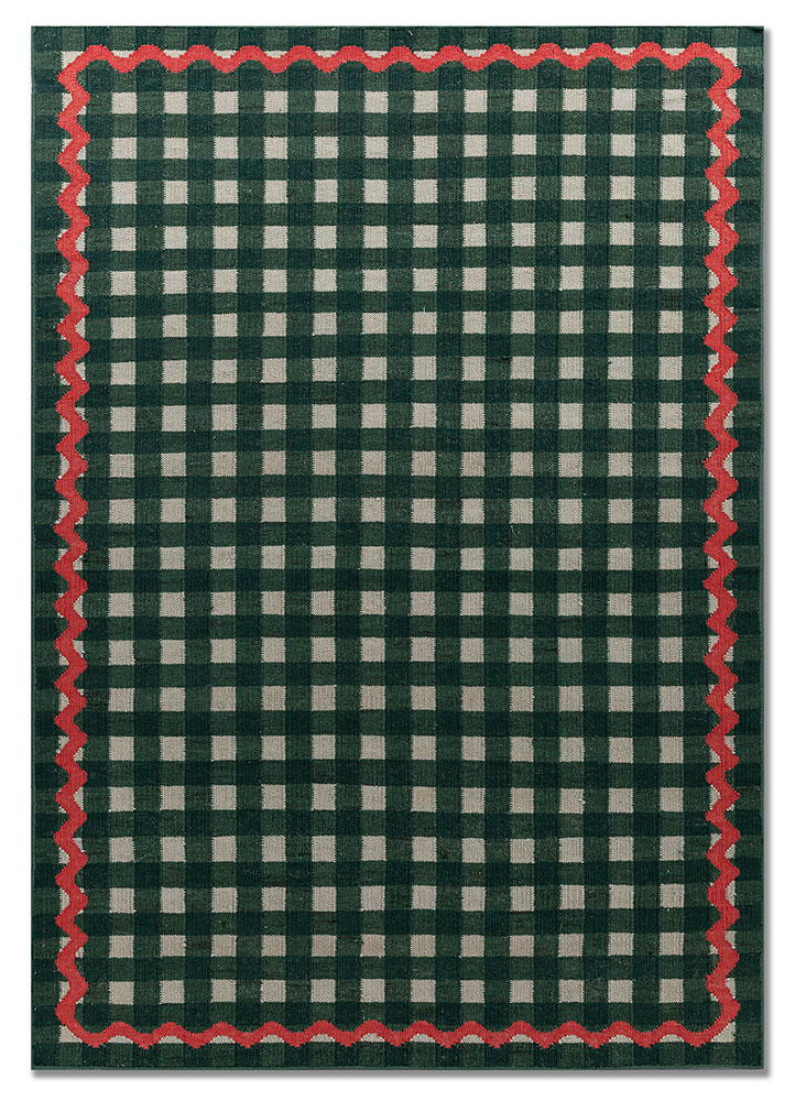 alhambra green wool flat weaves Rug - HeadShot