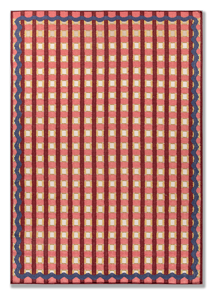 alhambra red and orange wool flat weaves Rug - HeadShot