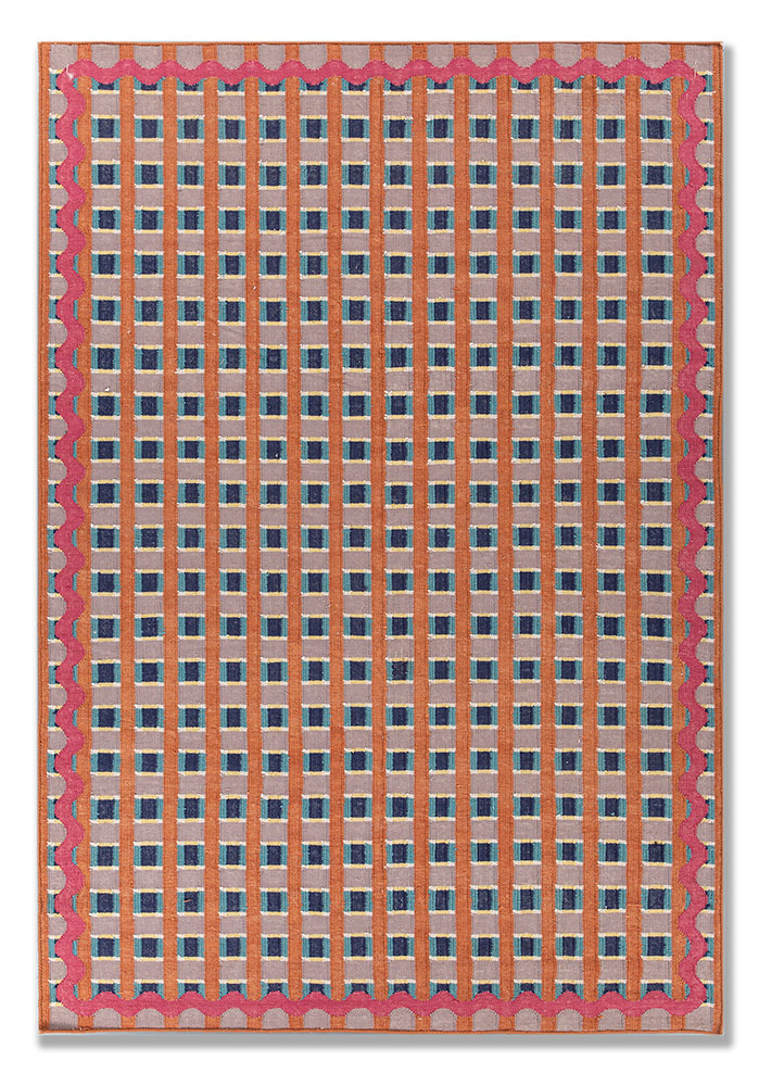 alhambra red and orange wool flat weaves Rug - HeadShot