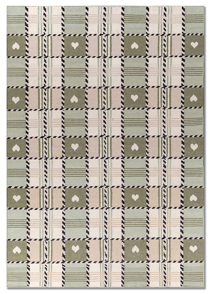 alhambra green wool flat weaves Rug - HeadShot