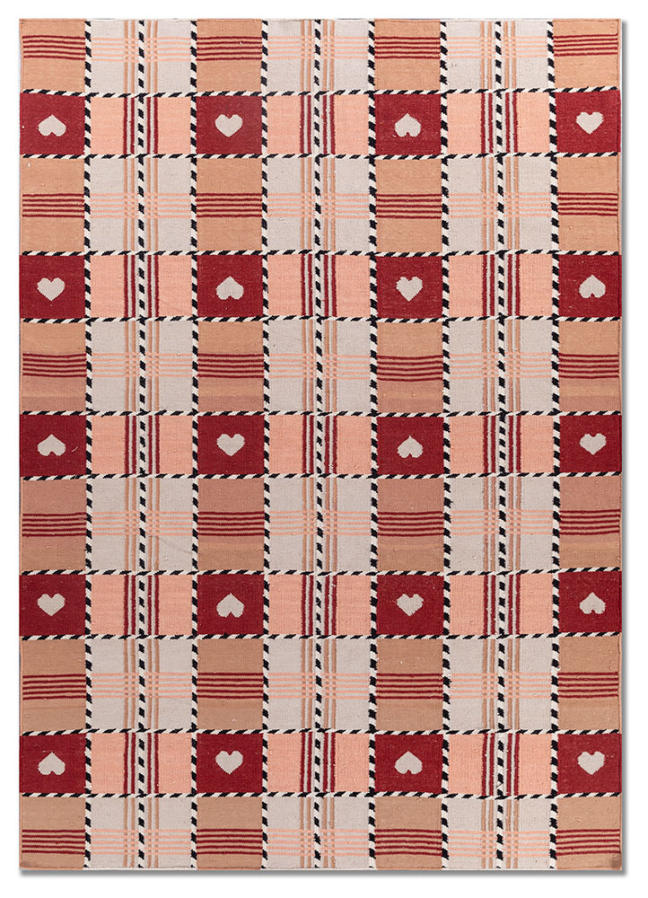 alhambra red and orange wool flat weaves Rug - HeadShot