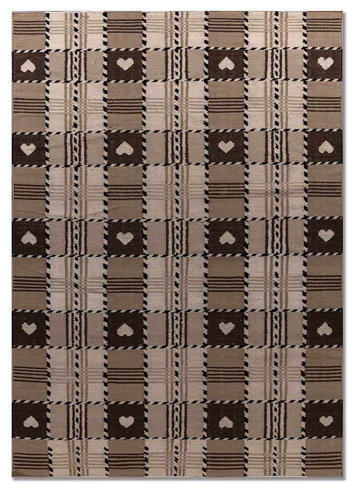 alhambra beige and brown wool flat weaves Rug - HeadShot