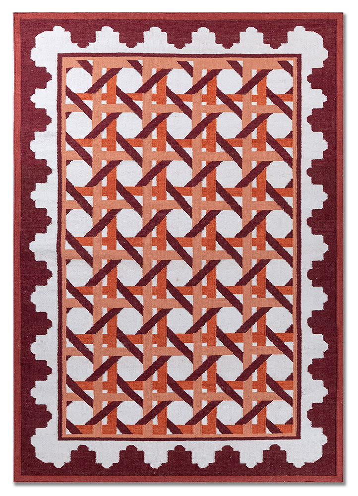 alhambra red and orange wool flat weaves Rug - HeadShot