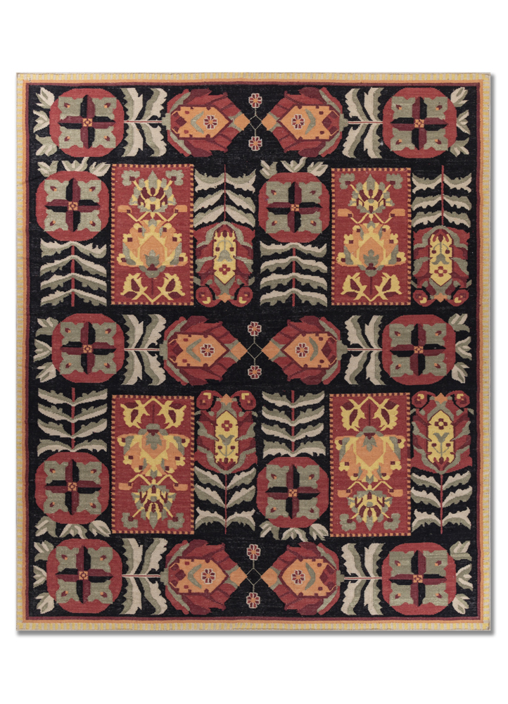 aprezo grey and black wool flat weaves Rug - HeadShot
