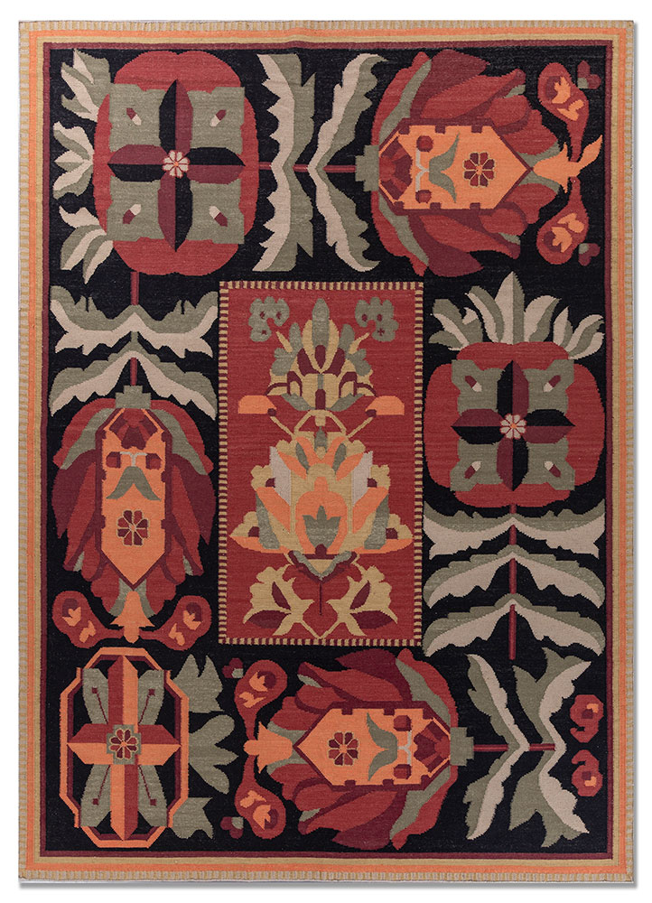 aprezo grey and black wool flat weaves Rug - HeadShot