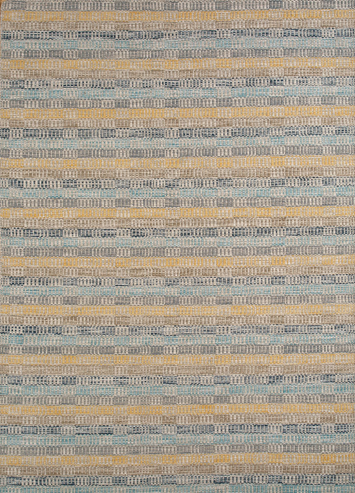 abrash beige and brown wool flat weaves Rug - HeadShot