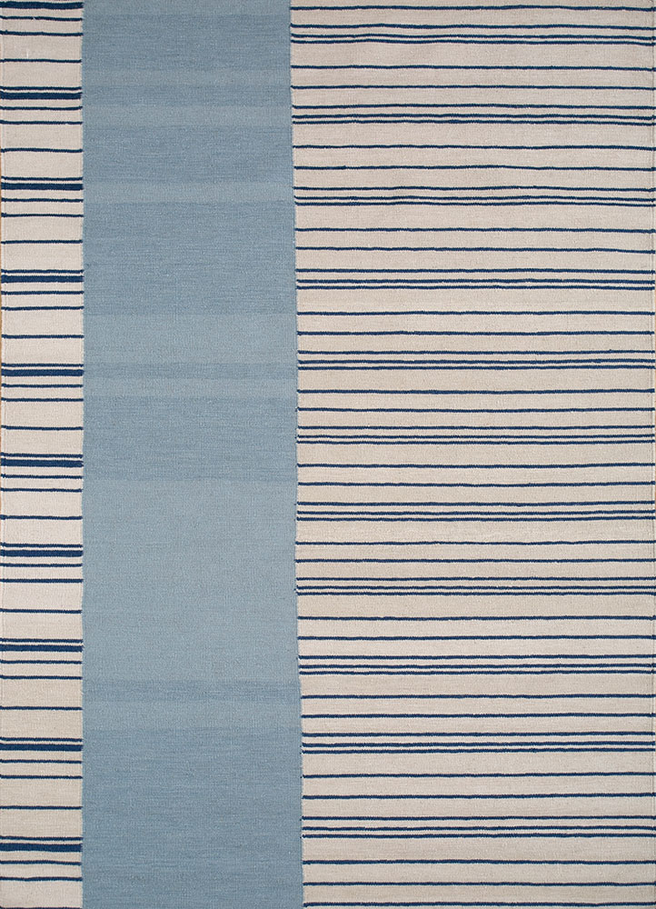 indusbar blue wool flat weaves Rug - HeadShot