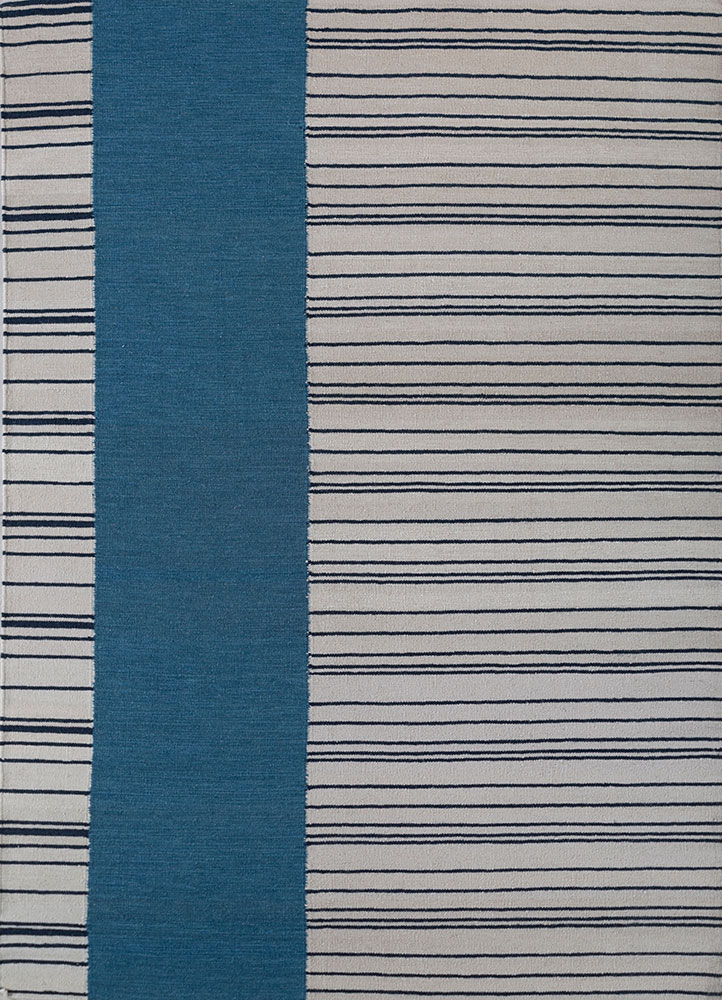 indusbar blue wool flat weaves Rug - HeadShot