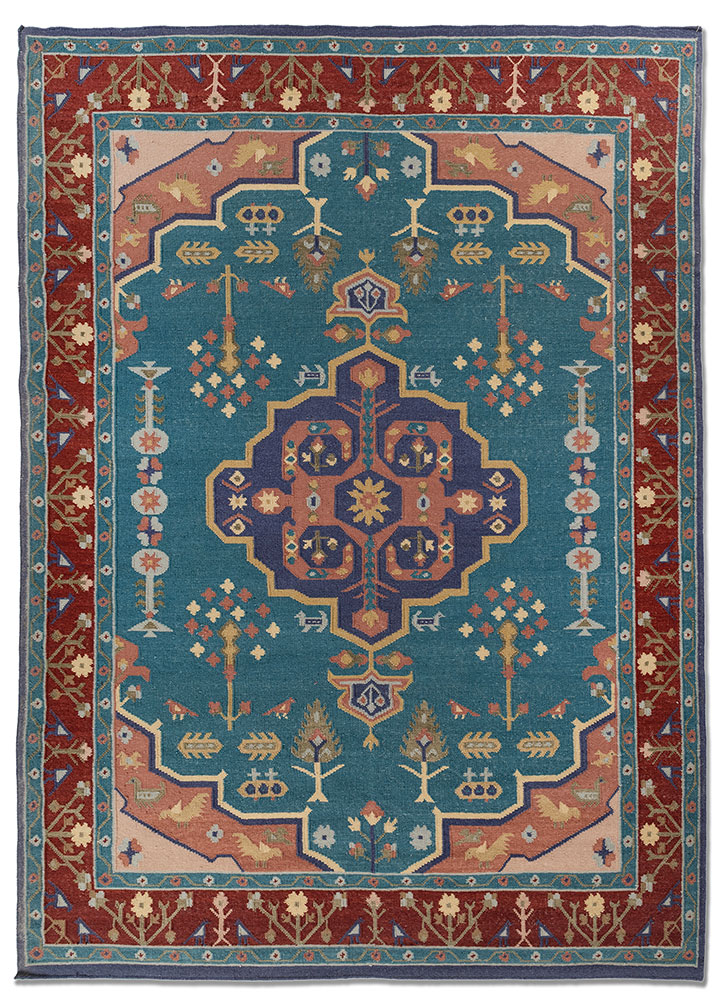 bedouin blue wool flat weaves Rug - HeadShot