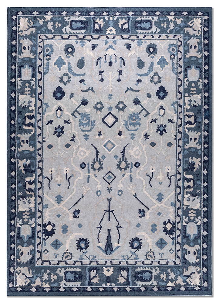bedouin blue wool flat weaves Rug - HeadShot