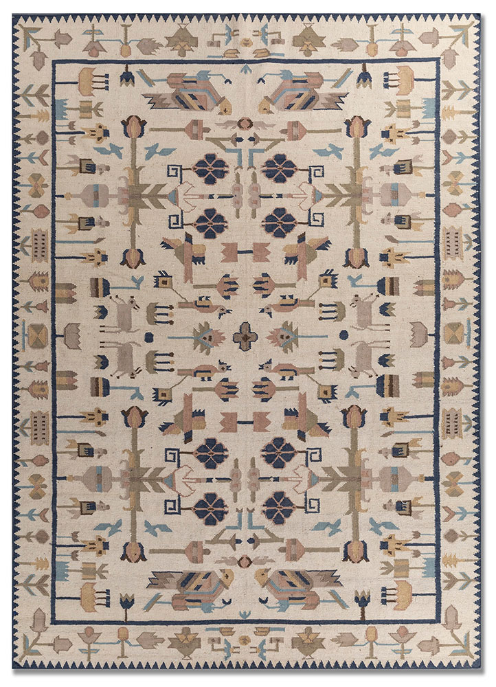 bedouin ivory wool flat weaves Rug - HeadShot