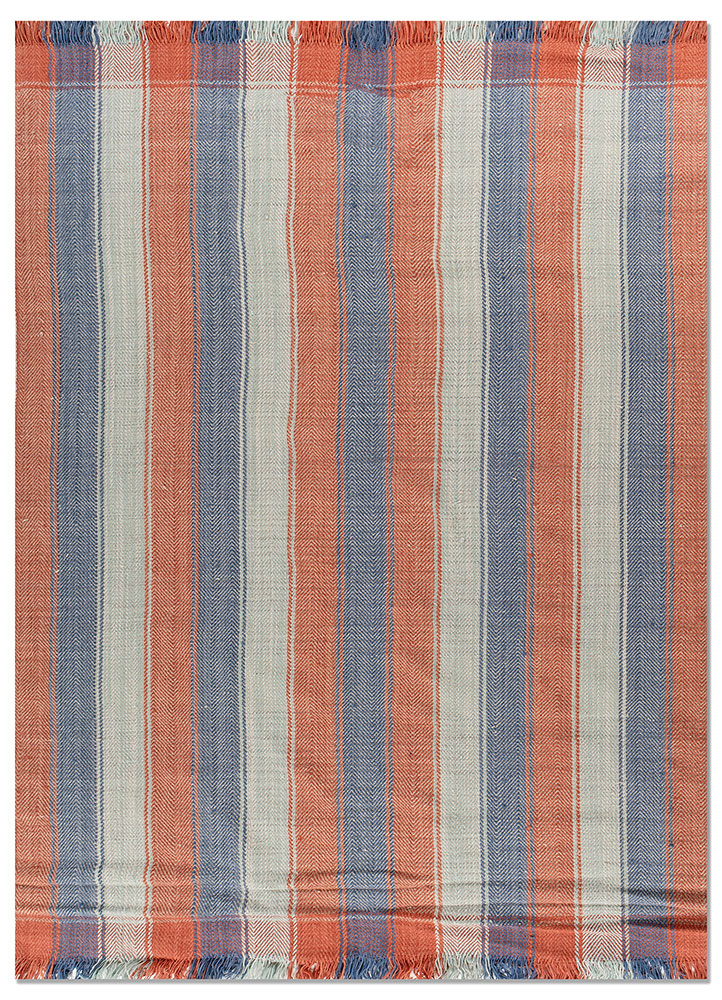indusbar red and orange wool flat weaves Rug - HeadShot