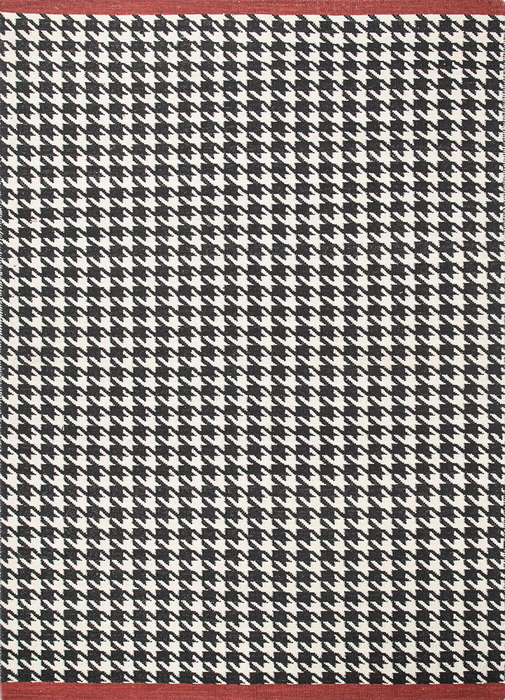 alhambra grey and black wool flat weaves Rug - HeadShot