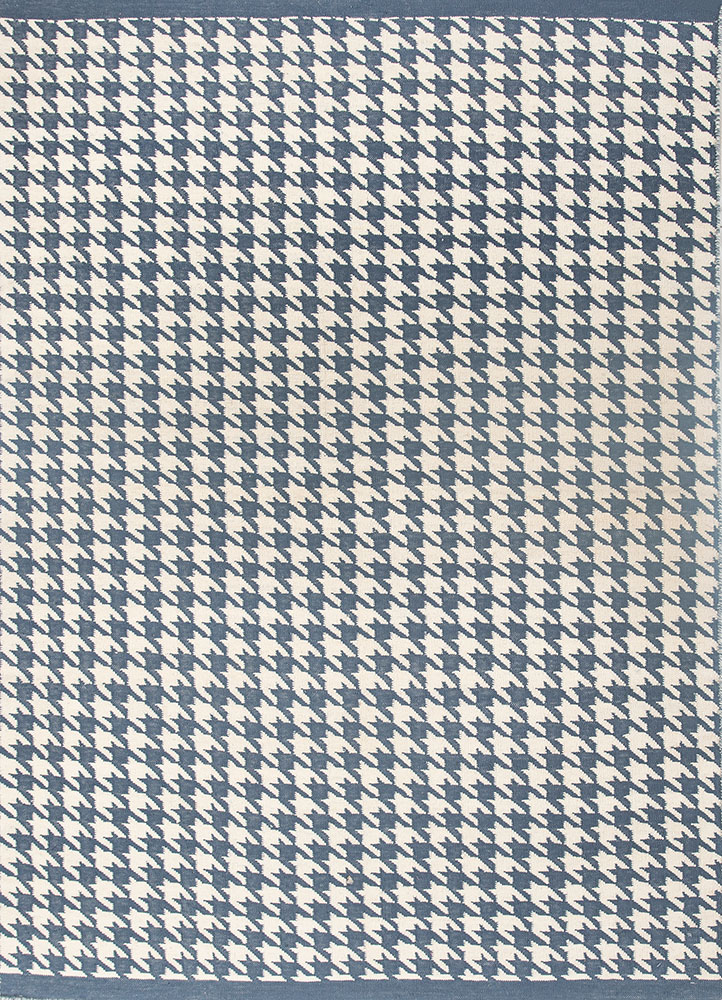 alhambra blue wool flat weaves Rug - HeadShot