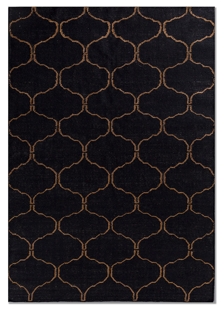 indusbar grey and black polyester flat weaves Rug - HeadShot