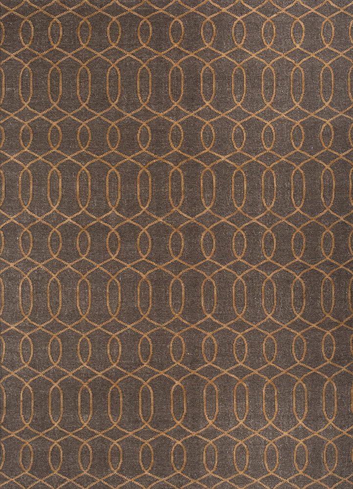 indusbar beige and brown wool flat weaves Rug - HeadShot