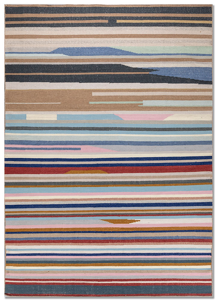 indusbar blue wool flat weaves Rug - HeadShot