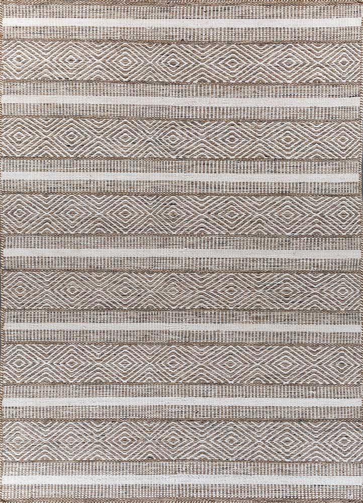 abrash beige and brown wool flat weaves Rug - HeadShot