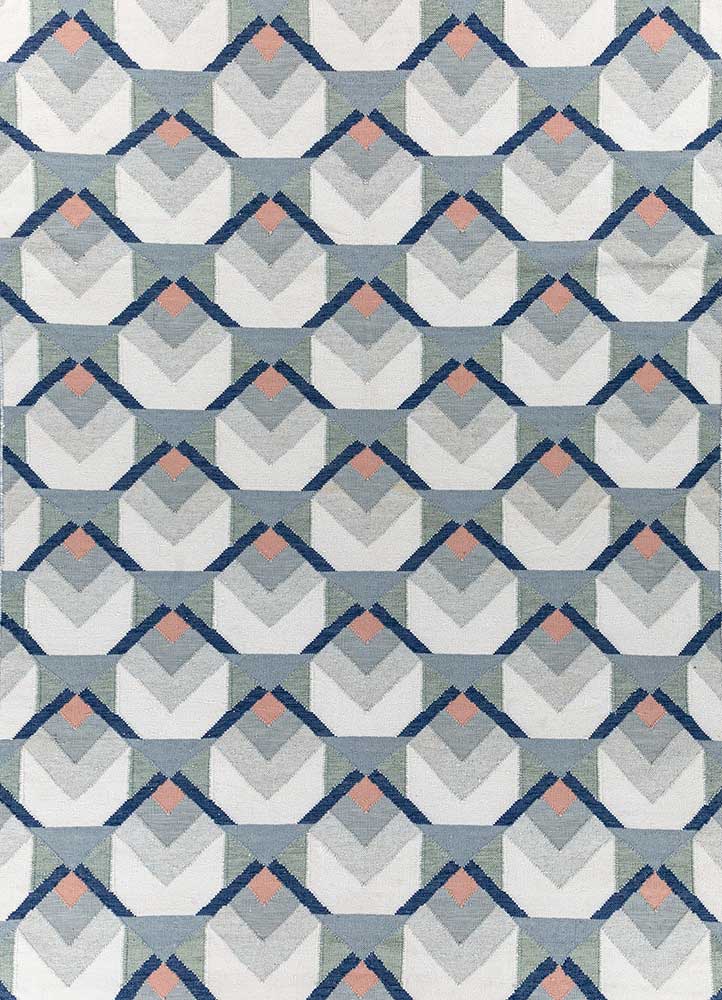 checkers ivory wool flat weaves Rug - HeadShot