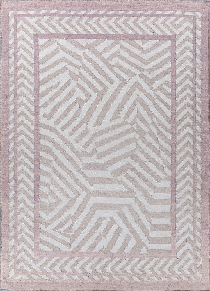 alhambra beige and brown wool and viscose flat weaves Rug - HeadShot