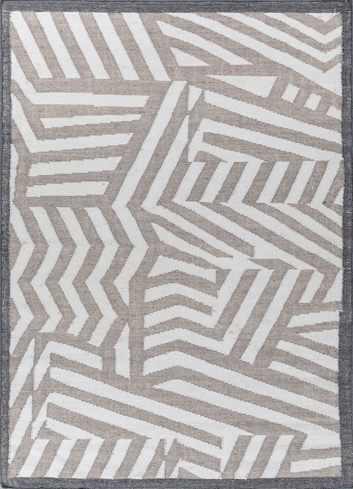 alhambra grey and black wool flat weaves Rug - HeadShot