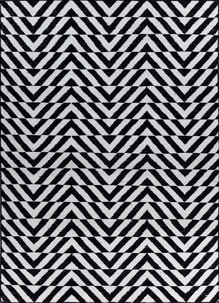 alhambra grey and black wool flat weaves Rug - HeadShot