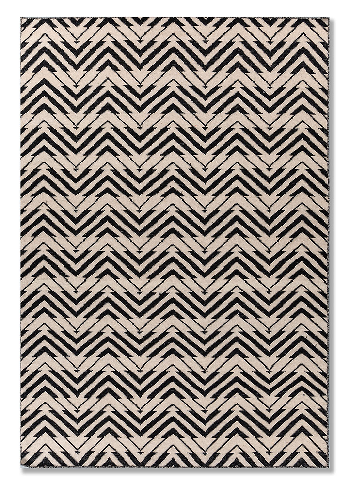 alhambra grey and black wool flat weaves Rug - HeadShot