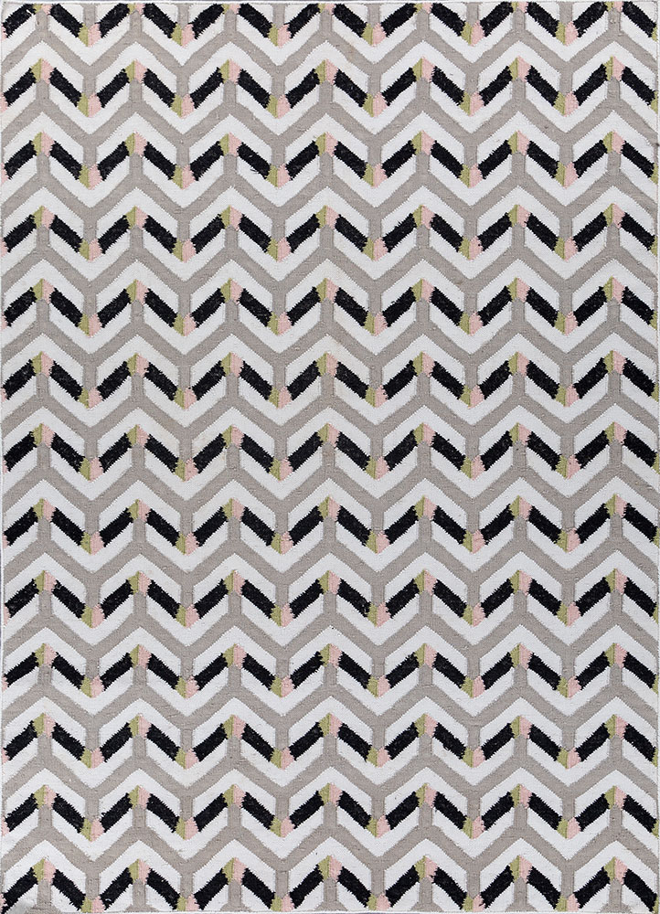 alhambra grey and black wool flat weaves Rug - HeadShot