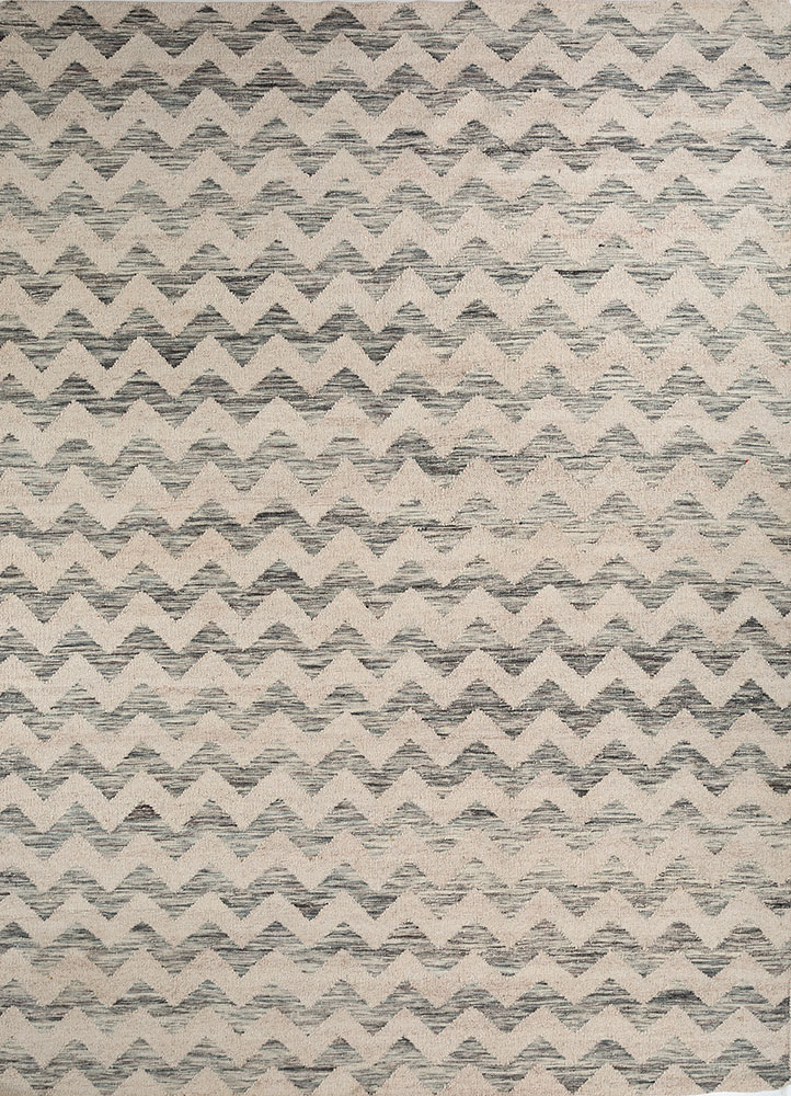 indusbar blue wool and viscose flat weaves Rug - HeadShot