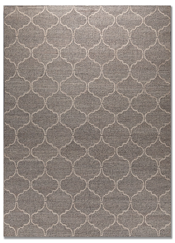 indusbar grey and black wool and viscose flat weaves Rug - HeadShot