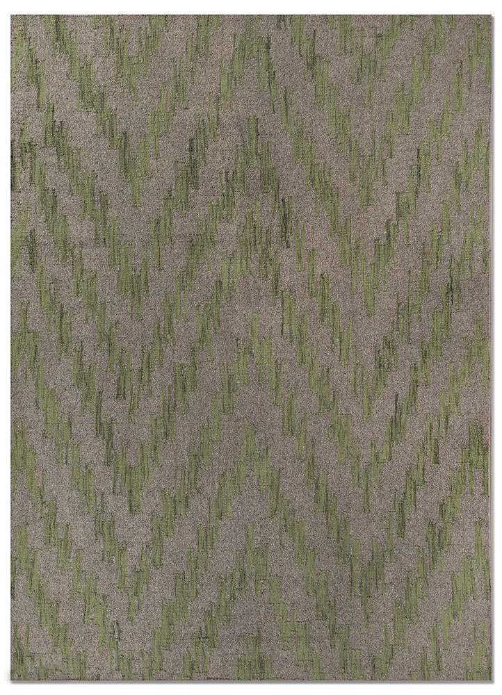 indusbar grey and black wool and viscose flat weaves Rug - HeadShot