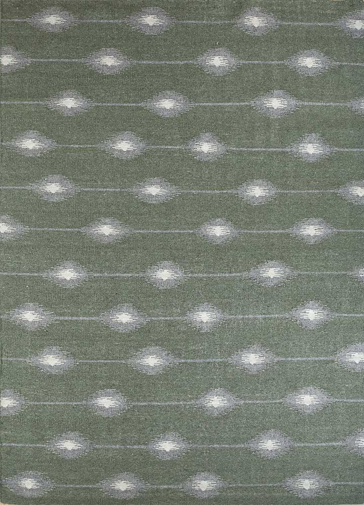 indusbar grey and black wool and viscose flat weaves Rug - HeadShot