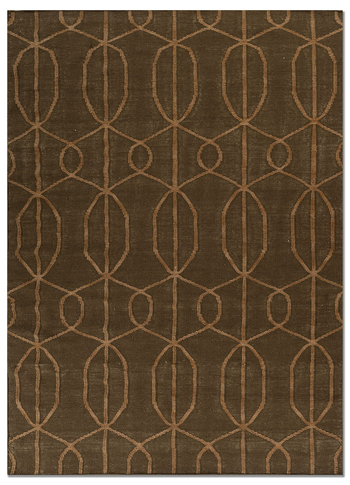 indusbar green wool flat weaves Rug - HeadShot