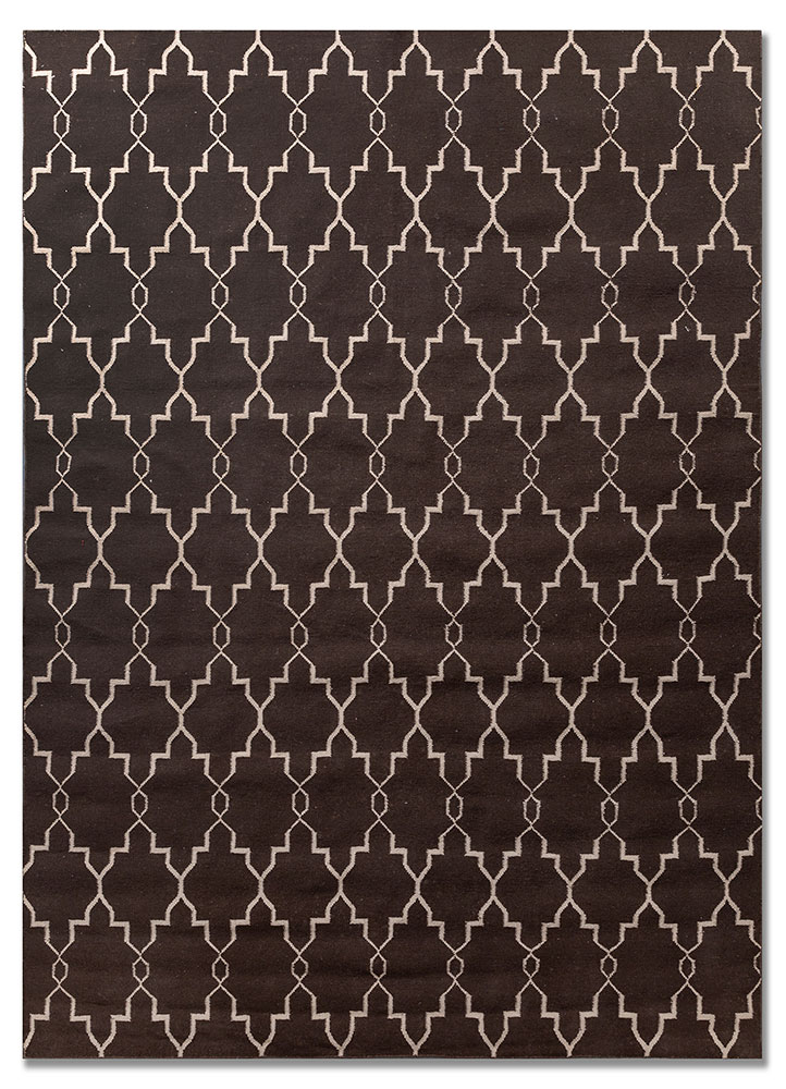 indusbar beige and brown polyester flat weaves Rug - HeadShot