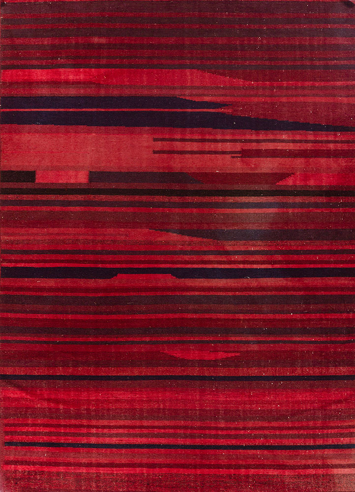 indusbar red and orange wool and viscose flat weaves Rug - HeadShot