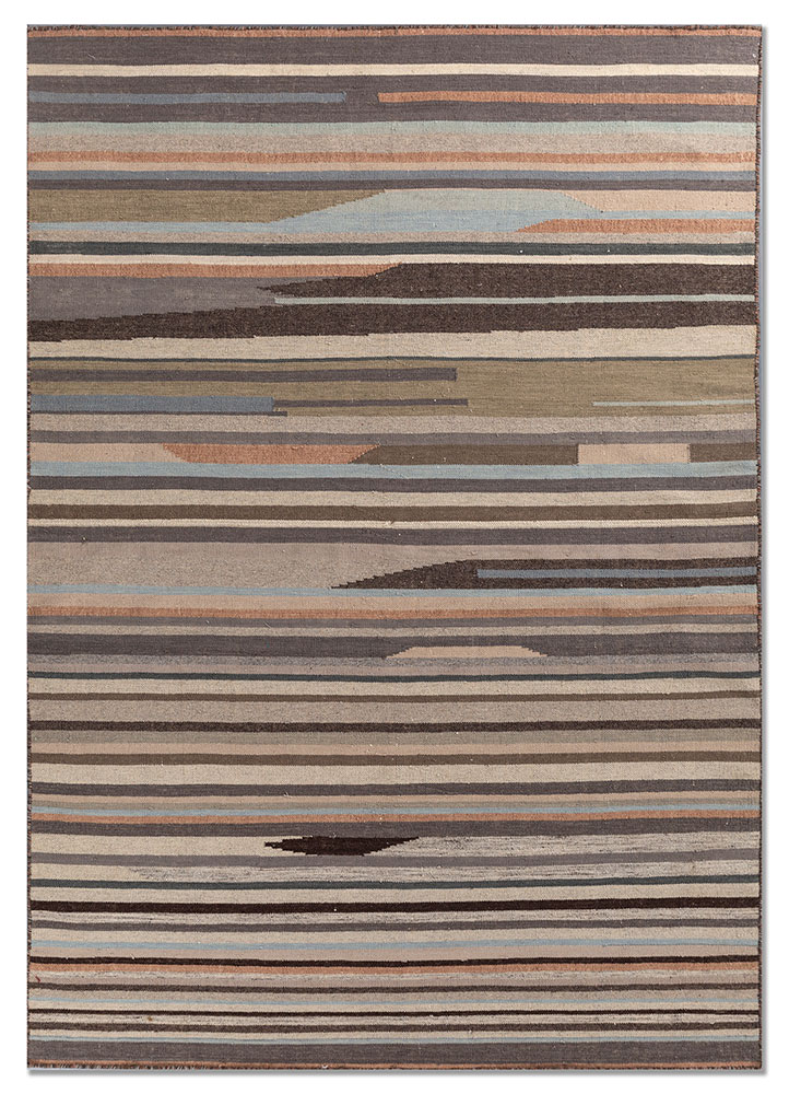 indusbar ivory wool and viscose flat weaves Rug - HeadShot
