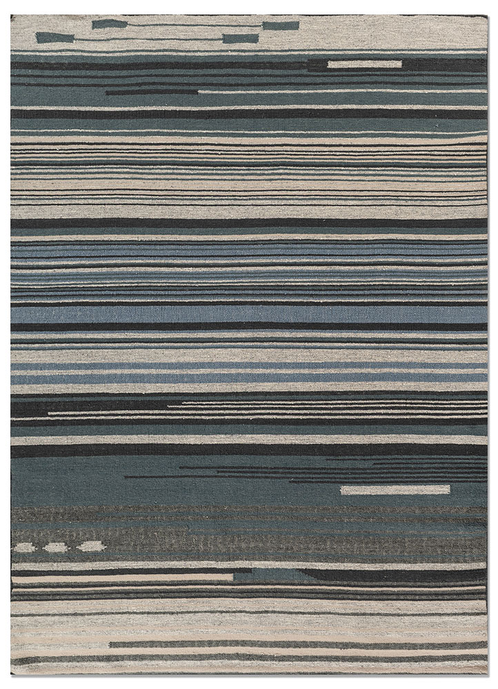 indusbar blue wool flat weaves Rug - HeadShot