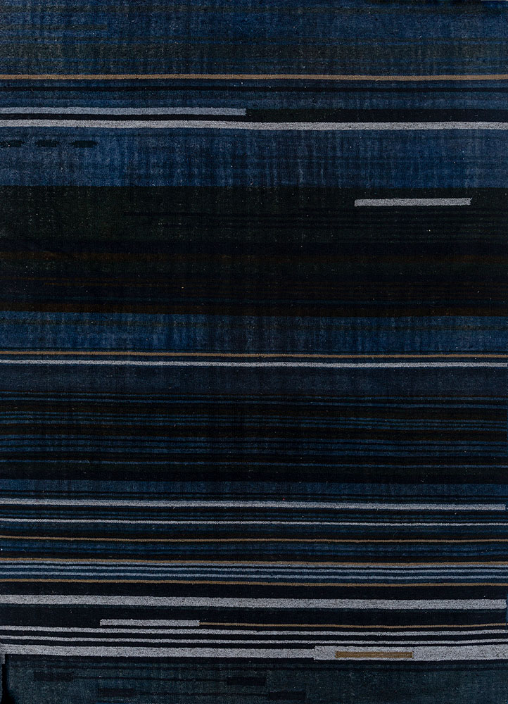 indusbar blue wool flat weaves Rug - HeadShot