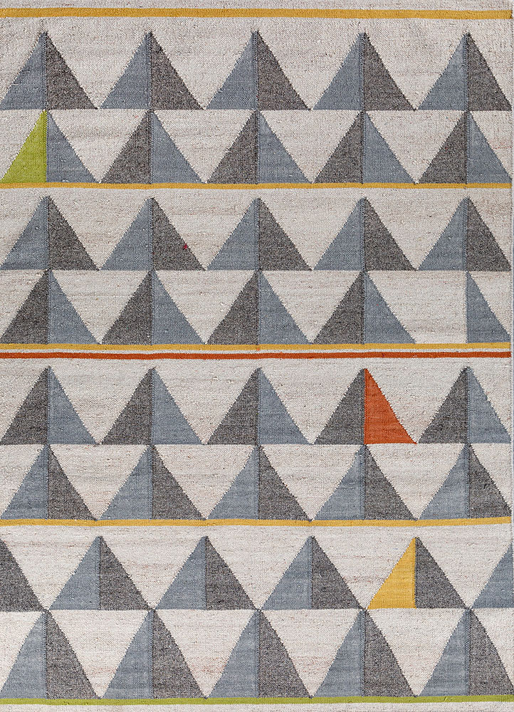 indusbar ivory wool and viscose flat weaves Rug - HeadShot
